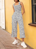 DressBerry Classic Grunge Smocked Printed Basic Jumpsuit