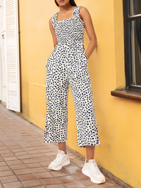 DressBerry Classic Grunge Smocked Printed Basic Jumpsuit