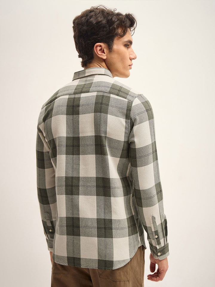 THE BEAR HOUSE Men Slim Fit Tartan Checks Cotton Casual Shirt