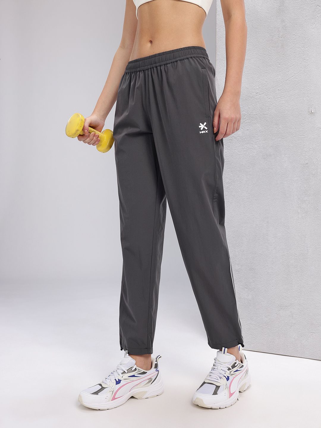 HRX by Hrithik Roshan Women Mid-Rise Rapid-Dry Training Track Pants with Toggle Hem