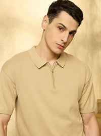 DENNISON Men Oversized Polo Collar Knitted T-Shirt
