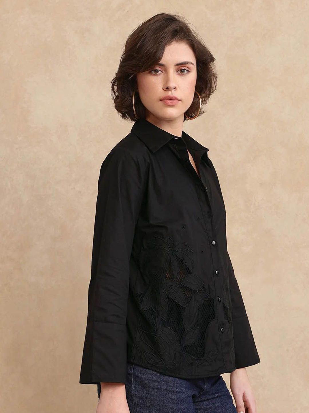Rareism Women Cotton Shirt Style Top