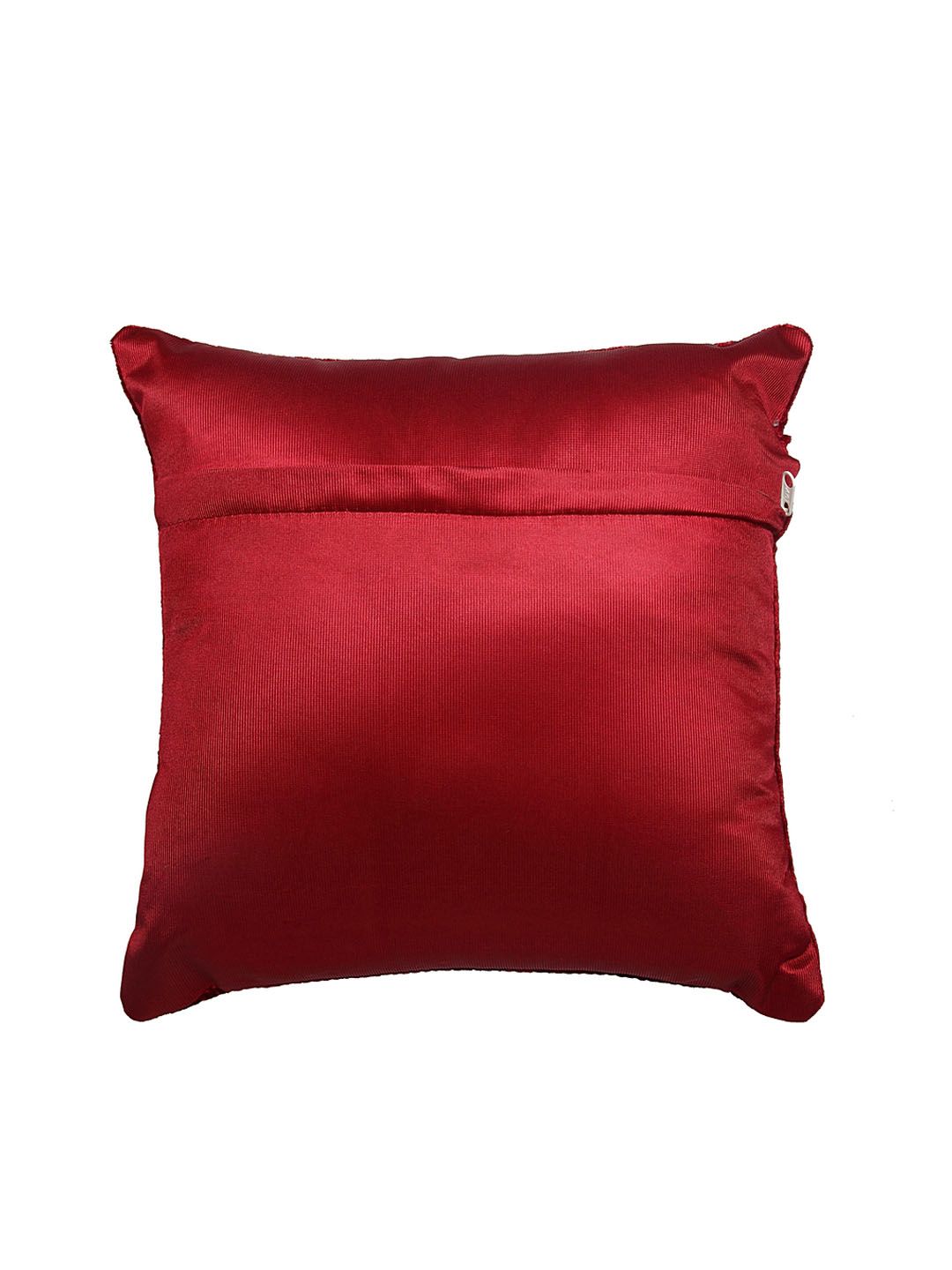 HOSTA HOMES Maroon Set of 5 Floral Embossed Velvet Square Cushion Covers