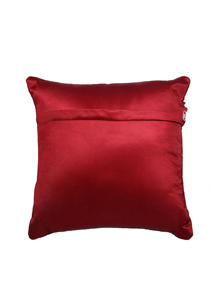 HOSTA HOMES Maroon Set of 5 Floral Embossed Velvet Square Cushion Covers