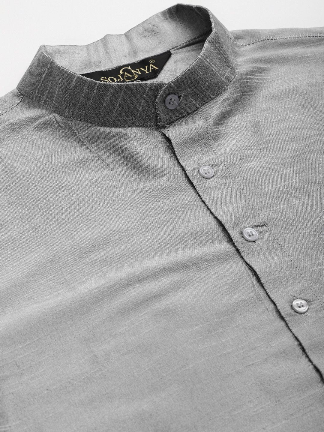 SOJANYA Men Grey Kurta with Churidar & Nehru Jacket