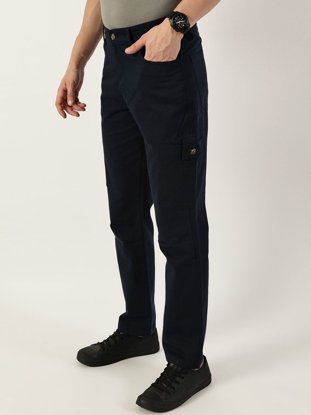 Thomas Scott Men Smart Slim Fit Mid-Rise Easy Wash Cargos