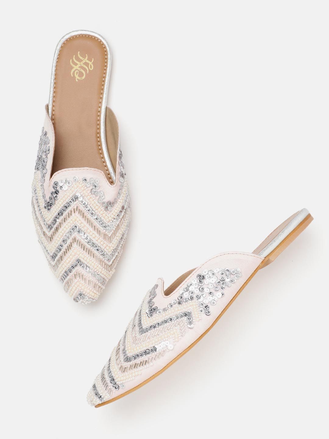 House of Pataudi Beads Embroidered Ethnic Mules