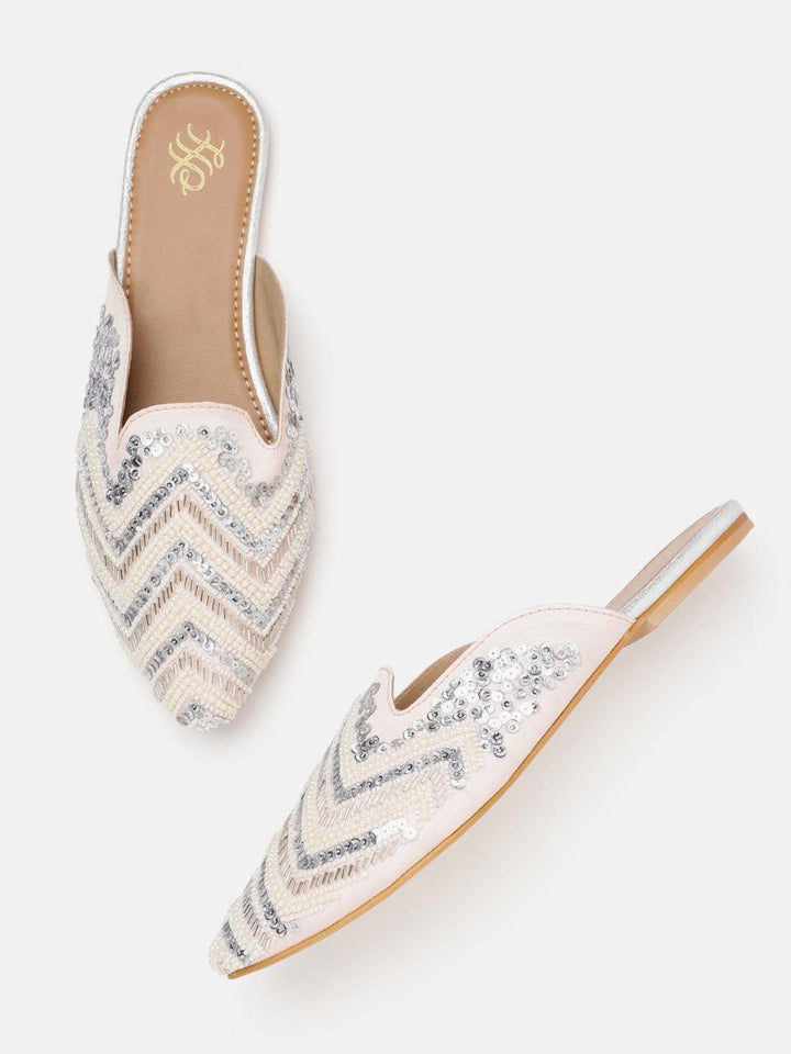 House of Pataudi Beads Embroidered Ethnic Mules