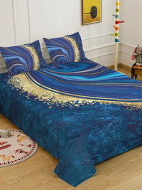 Myntra Elegant Homes Blue 300 TC King Bedsheet with 2 Pillow Covers