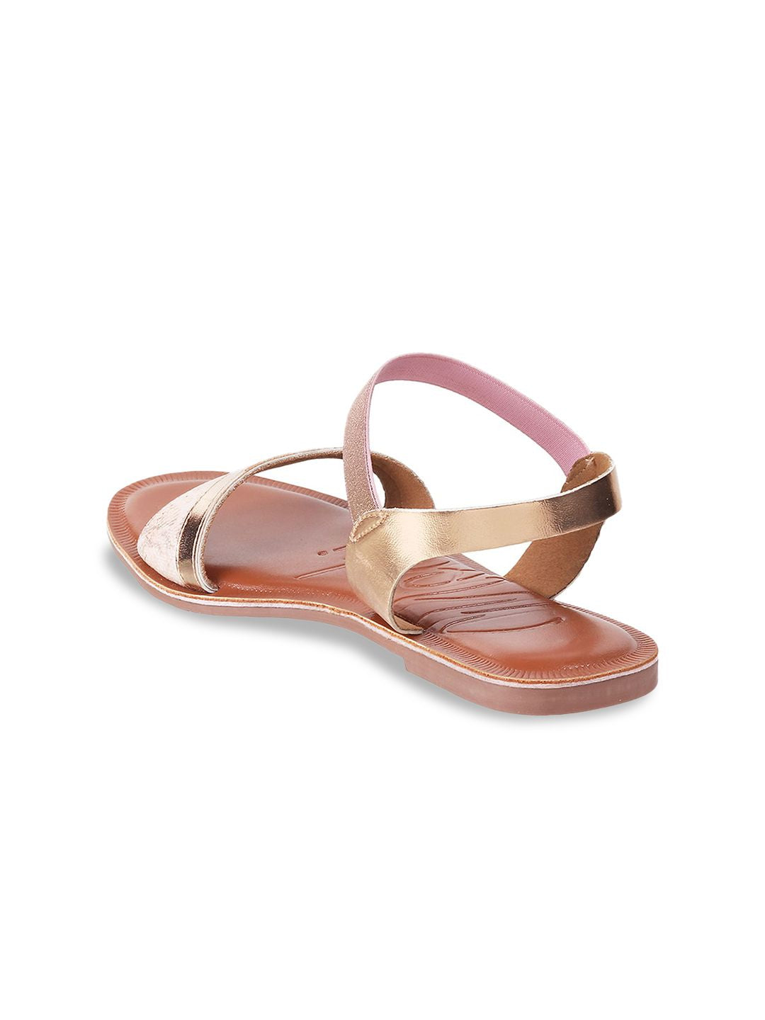 Mochi Women Rose Gold-Toned Open Toe Flats