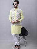 SOJANYA Men Ethnic Motifs Embroidered Pure Cotton Kurta With Pyjamas & Nehru Jacket