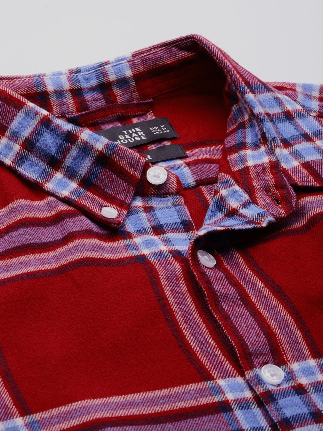 THE BEAR HOUSE Men Red Slim Fit Windowpane Checks Opaque Checked Casual Shirt