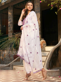 Indo Era Floral Embroidered Regular Thread Work Kurta with Trousers & Dupatta