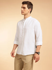 Sambungan Perancis Slim Fit Mandarin Linen Shirt