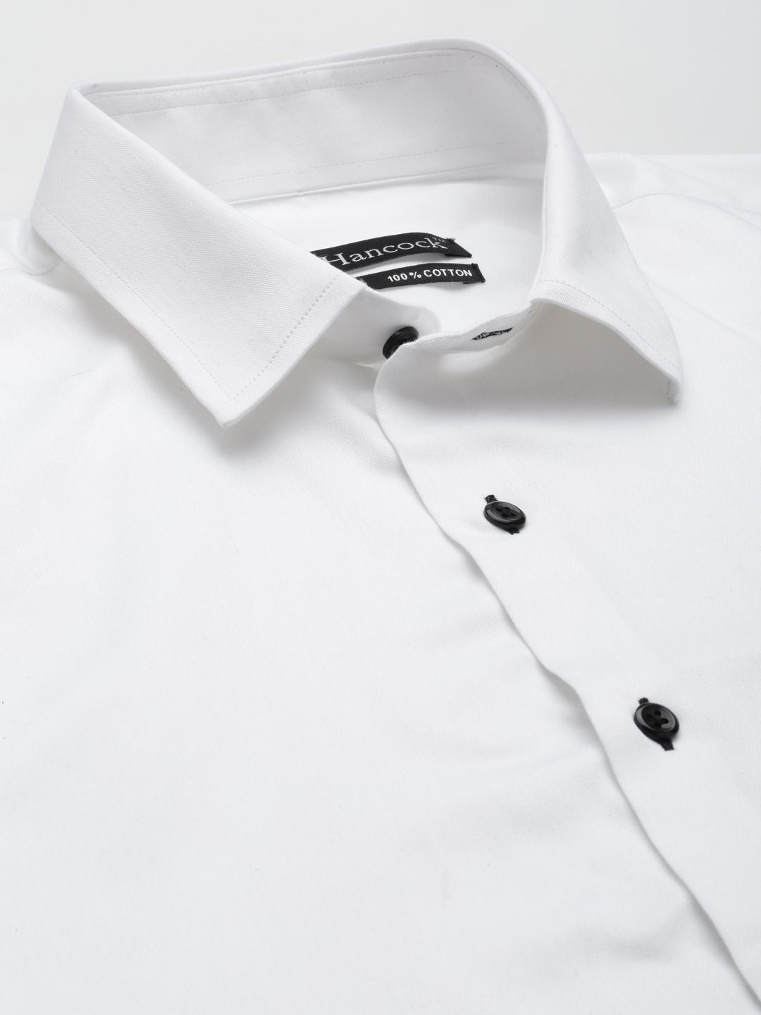 Hancock Men White Pure Cotton Slim Fit Tuxedo Shirts