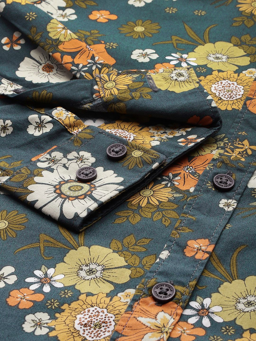 Being Human Floral Printed Slim Fit Pure Cotton Shirt