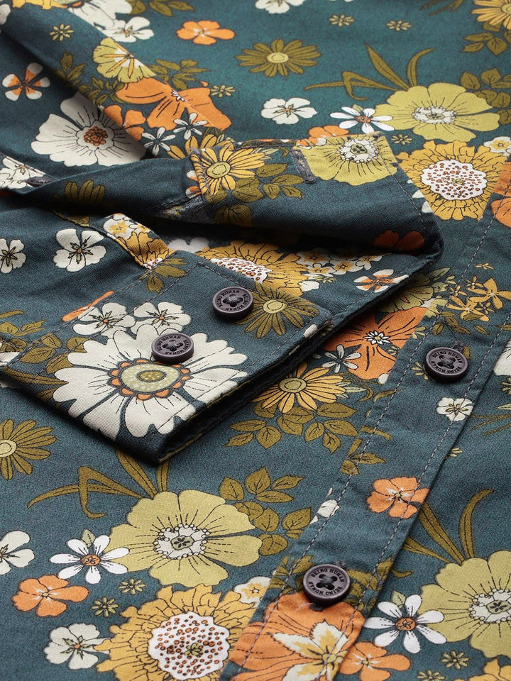 Being Human Floral Printed Slim Fit Pure Cotton Shirt