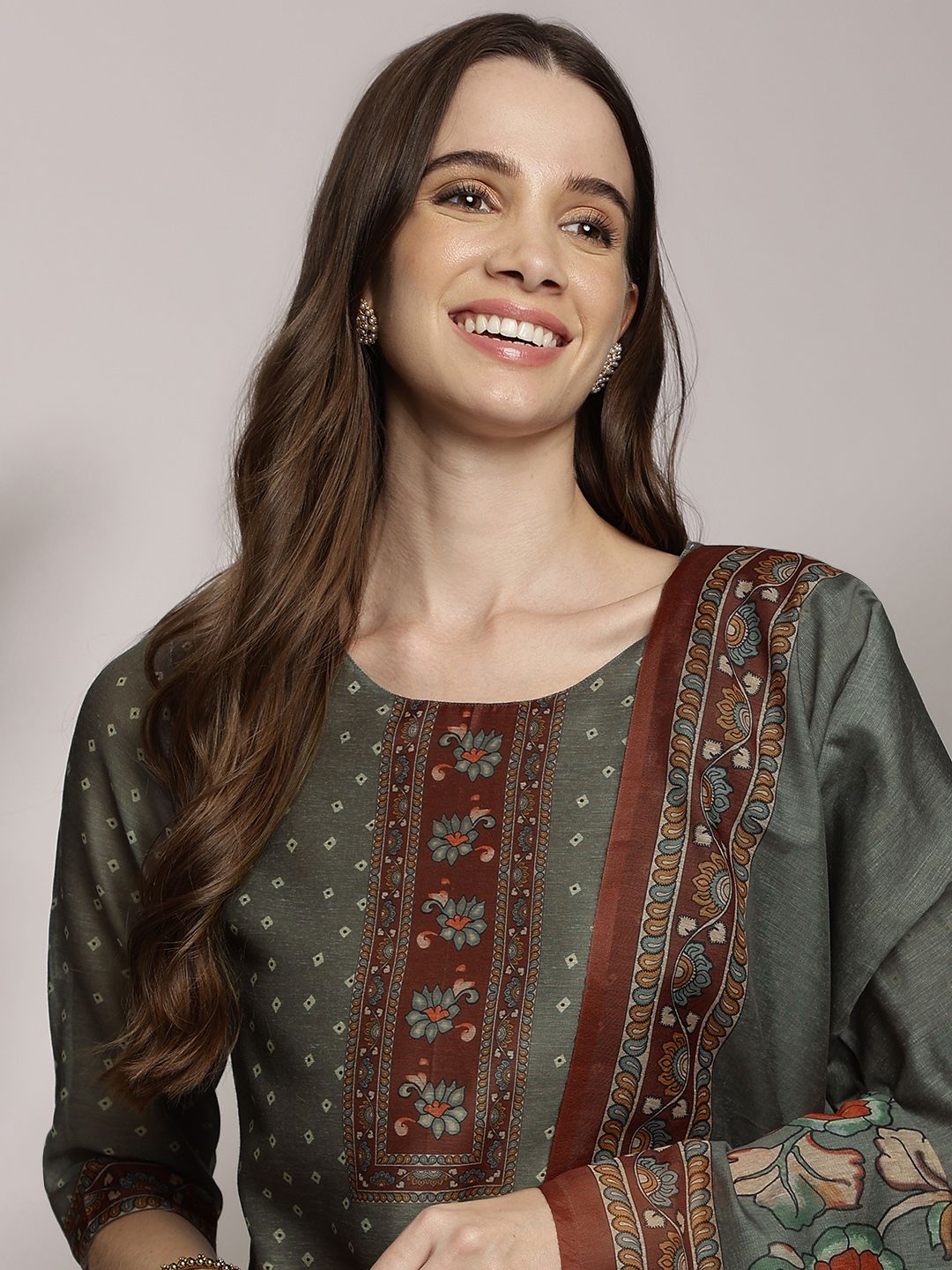 Anouk Women Ethnic Motifs Printed Kurta with Trousers & Dupatta