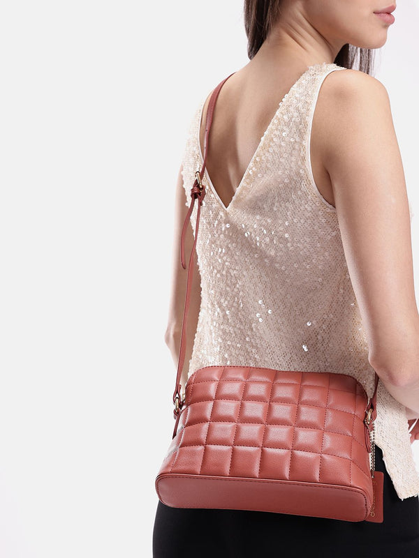 DressBerry Checked Structured Quilted Sling Bag