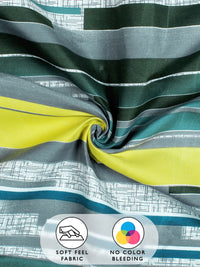Story@home Grey & Green 180 TC Abstract Queen Fitted Bedsheet With 2 Pillow Covers