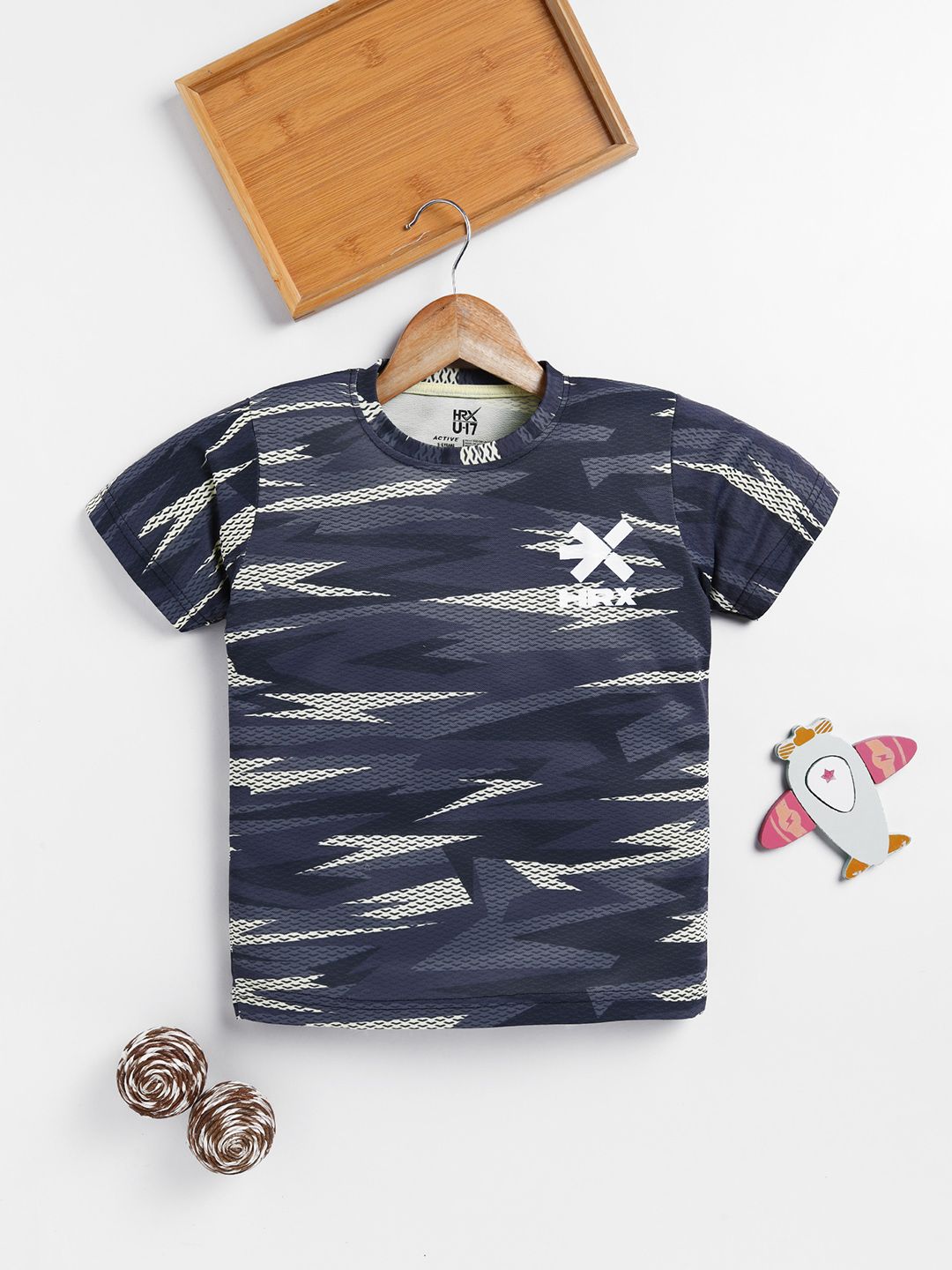 HRX by Hrithik Roshan Boys Printed Rapid Dry Sports T-shirt