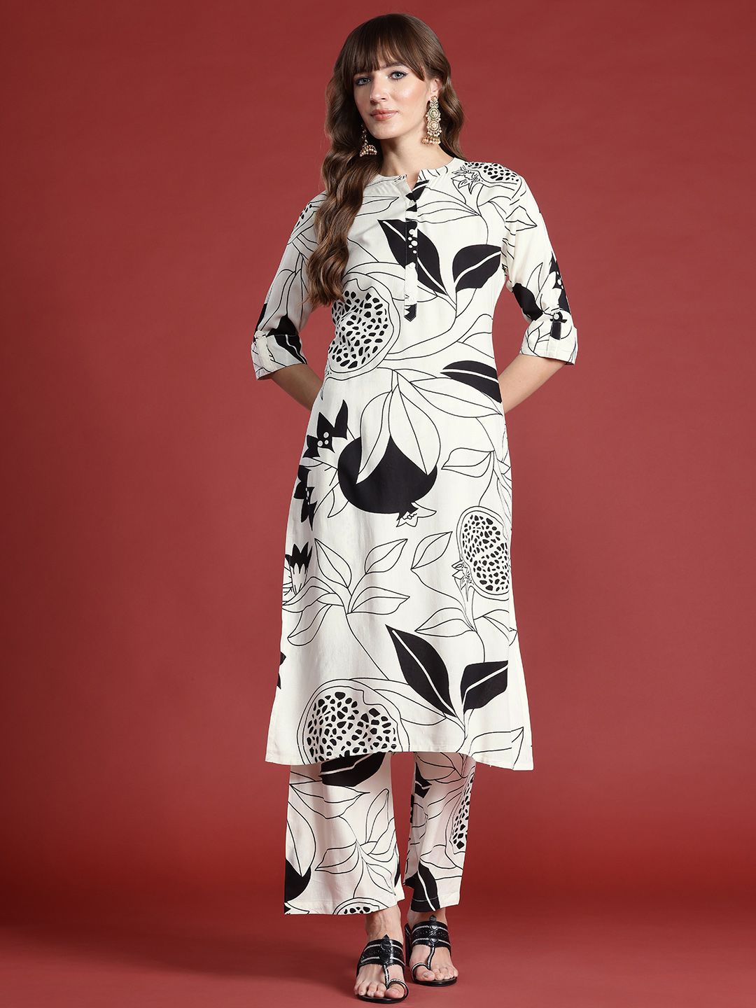 Indo Era Floral Printed Kurta with Palazzos