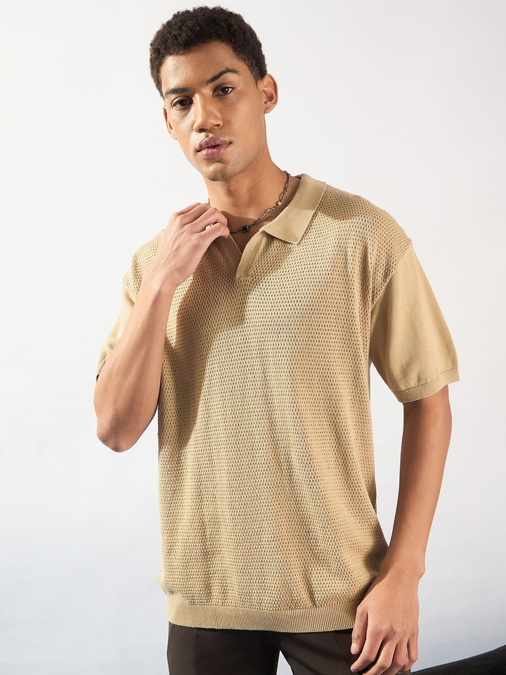 DENNISON Men Polo Collar Oversized Stretchex T-shirt