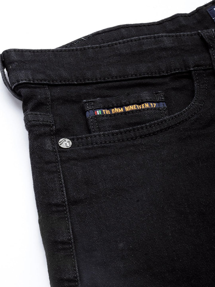 The Indian Garage Co Men Black Slim Fit Applique Stretchable Jeans