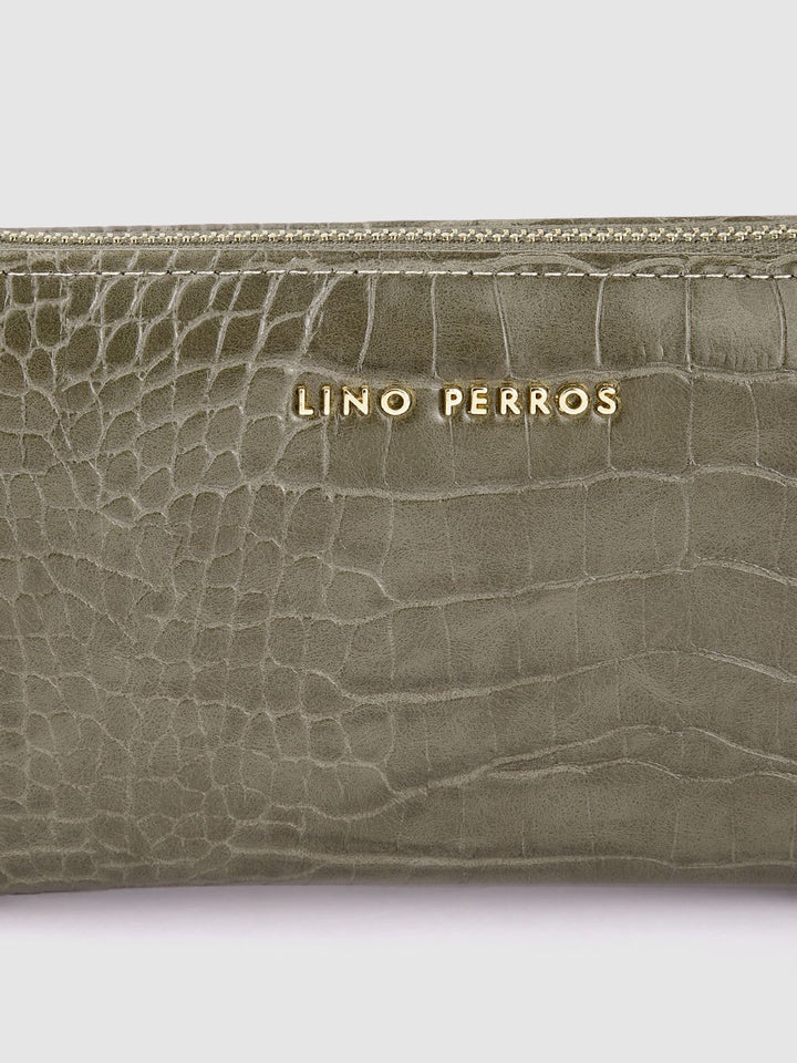 Lino Perros Women Croc Textured Zip Around Wallet
