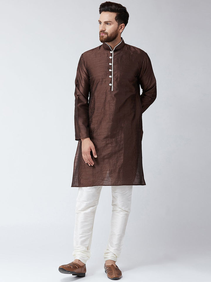 SOJANYA Lelaki Brown Solid Kurta Lurus