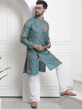 SOJANYA Woven Design Mandarin Collar Angrakha Kurta with Churidar