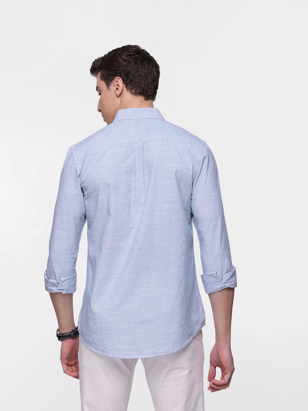 Sambungan Perancis Lelaki Slim Fit berjalur baju kasta tulen