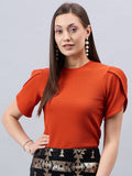 Style Quotient Brown Round Neck Regular Top