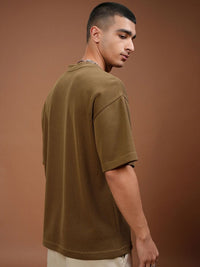 HIGHLANDER Men Self Design Drop shoulder Oversized T-shirt