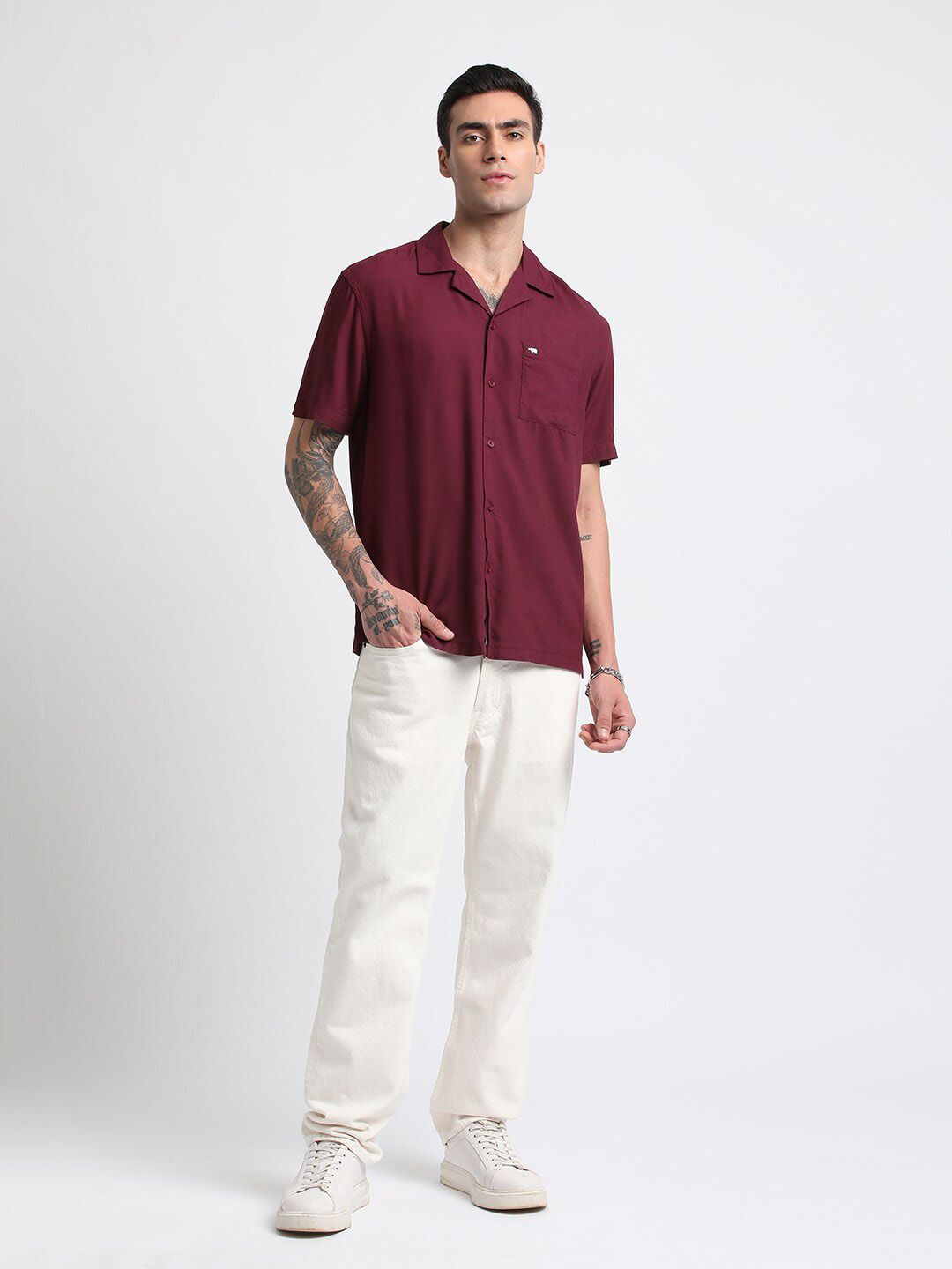 THE BEAR HOUSE Slim Fit Opaque Casual Shirt