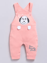 Moms Love Infants Girls Pure Cotton Applique Detail Dungaree With Printed T-Shirt
