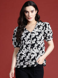 all about you Floral Print Puff Sleeves Top