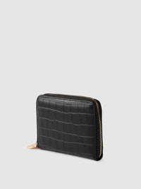 Lino Perros Women Black Croc Textured Zip Around Wallet