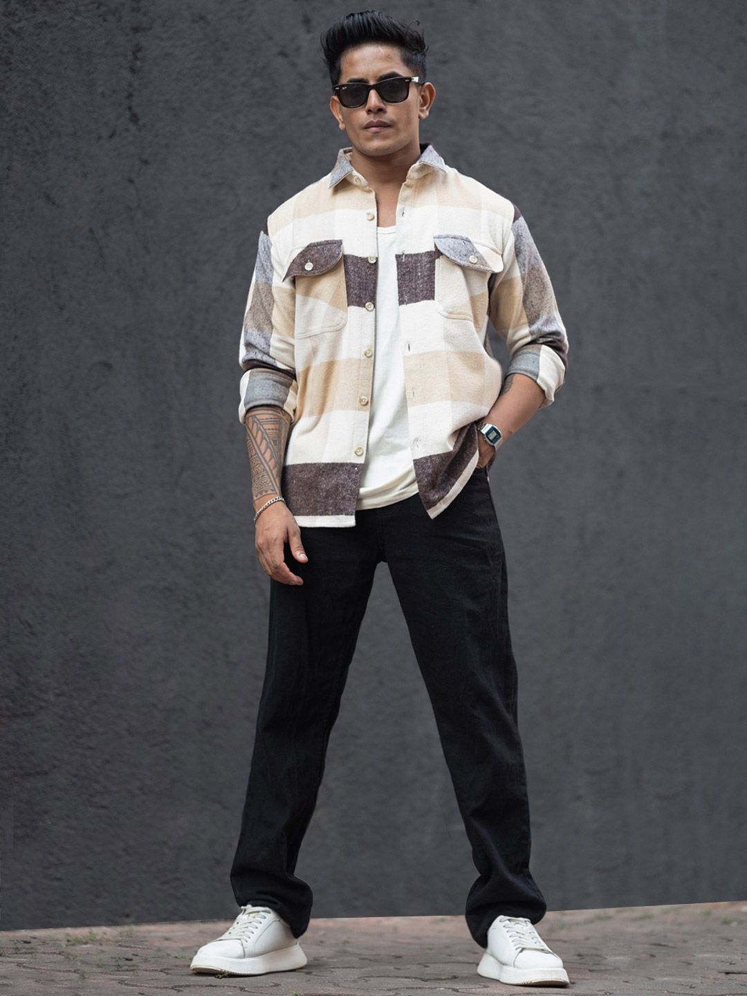 Powerlook Men Checked Casual Shirt