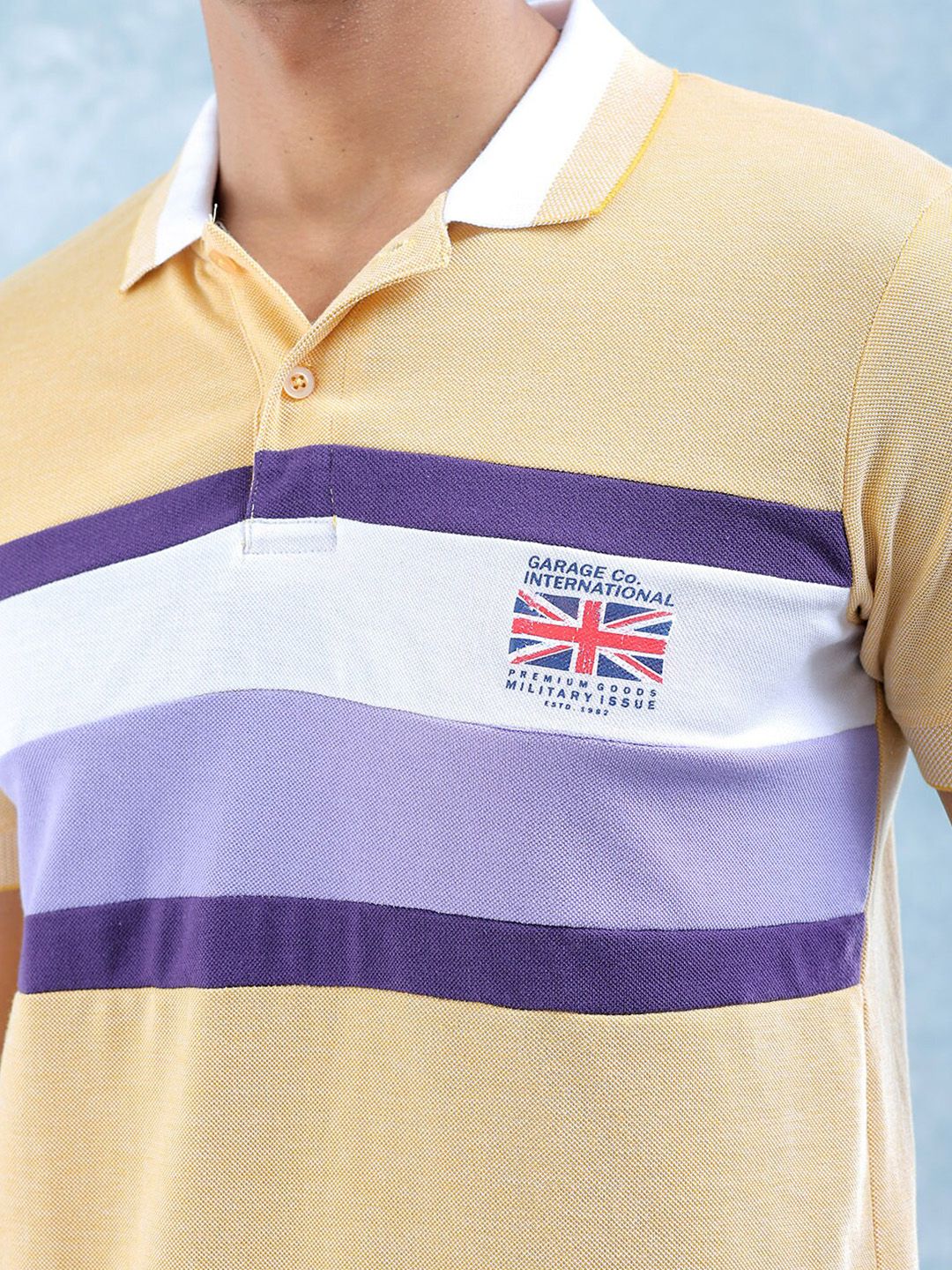 The Indian Garage Co Striped Polo Collar Slim Fit T-shirt