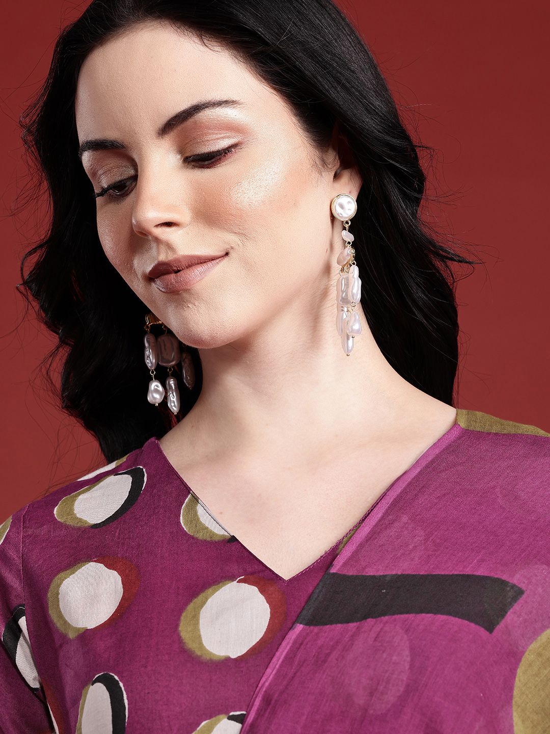 Anouk Geometric Printed Kurta with Trousers & With Dupatta