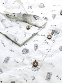 The Indian Garage Co Men White & Black Slim Fit Printed Casual Shirt