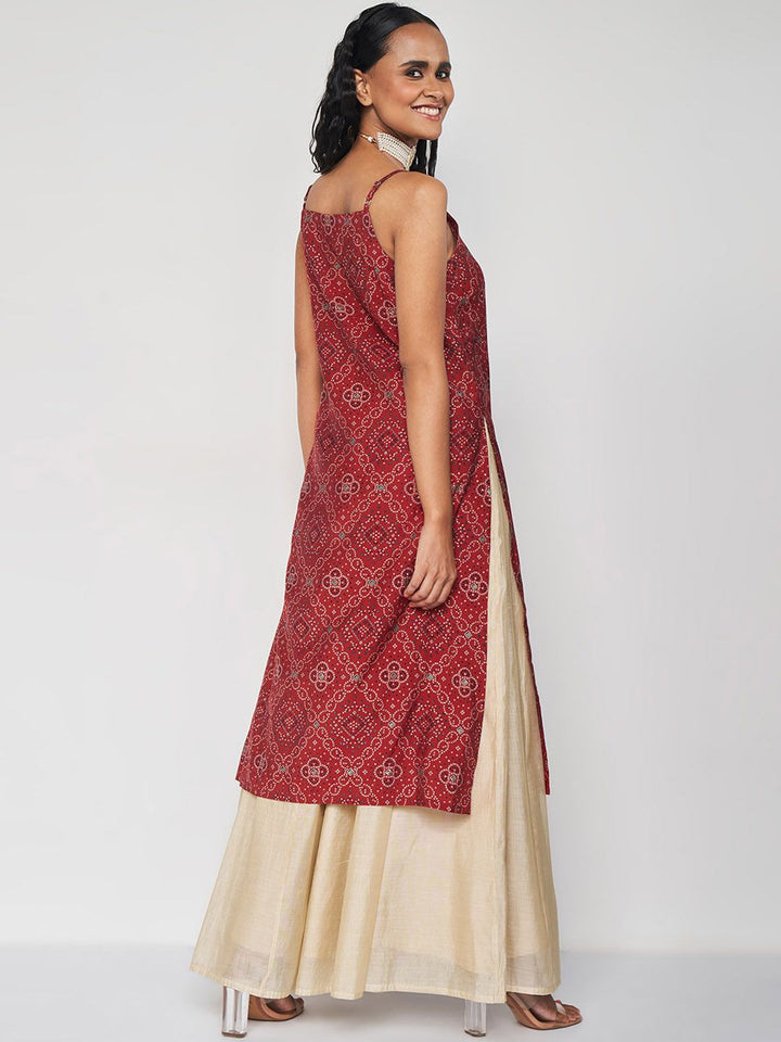 Global Desi Geometric Shoulder Straps Anarkali Kurta