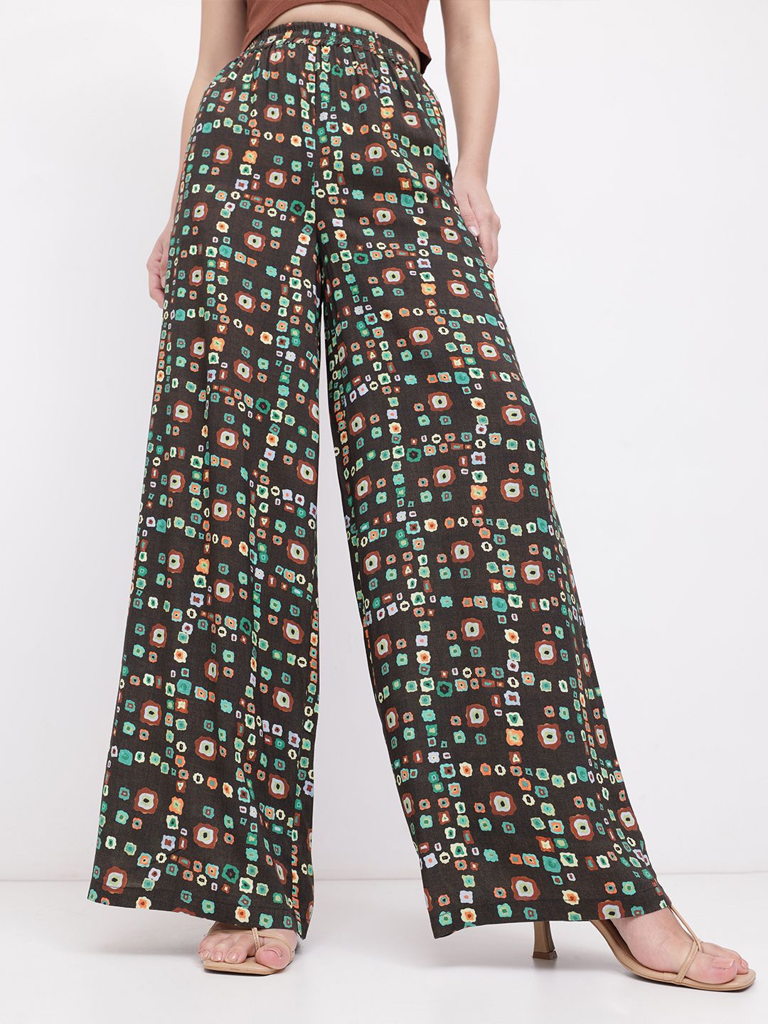 DressBerry Fusion Flair Bandhani Inspired Wide Leg Trouser