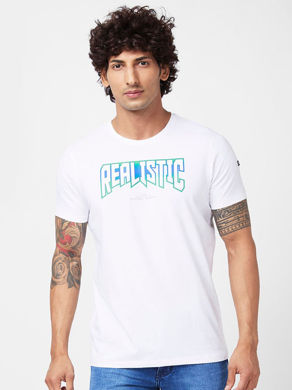 SPYKAR Typography Printed Slim Fit Cotton T-shirt