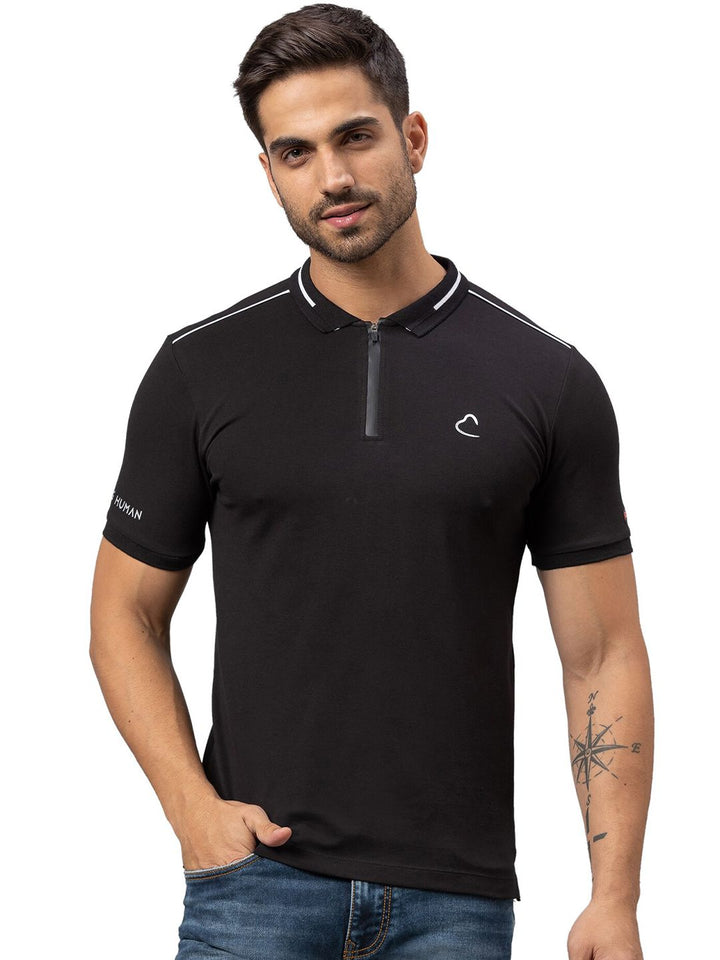 Menjadi T-shirt kolar polo pepejal lelaki manusia manusia