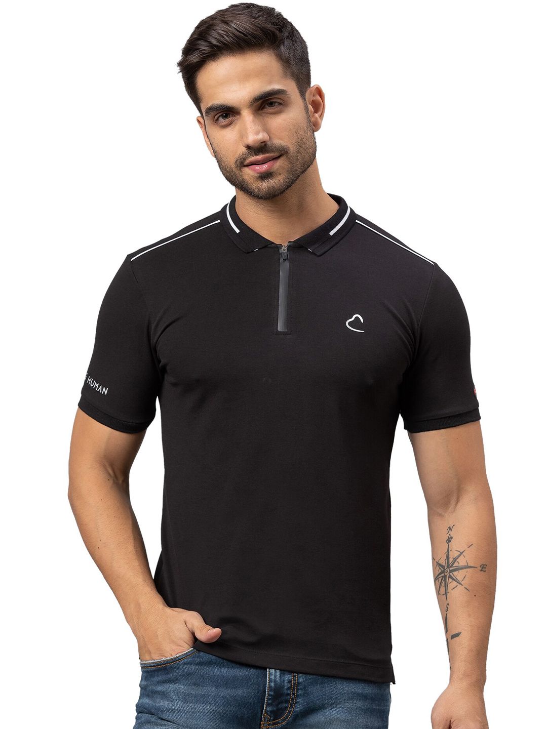 Menjadi T-shirt kolar polo pepejal lelaki manusia manusia