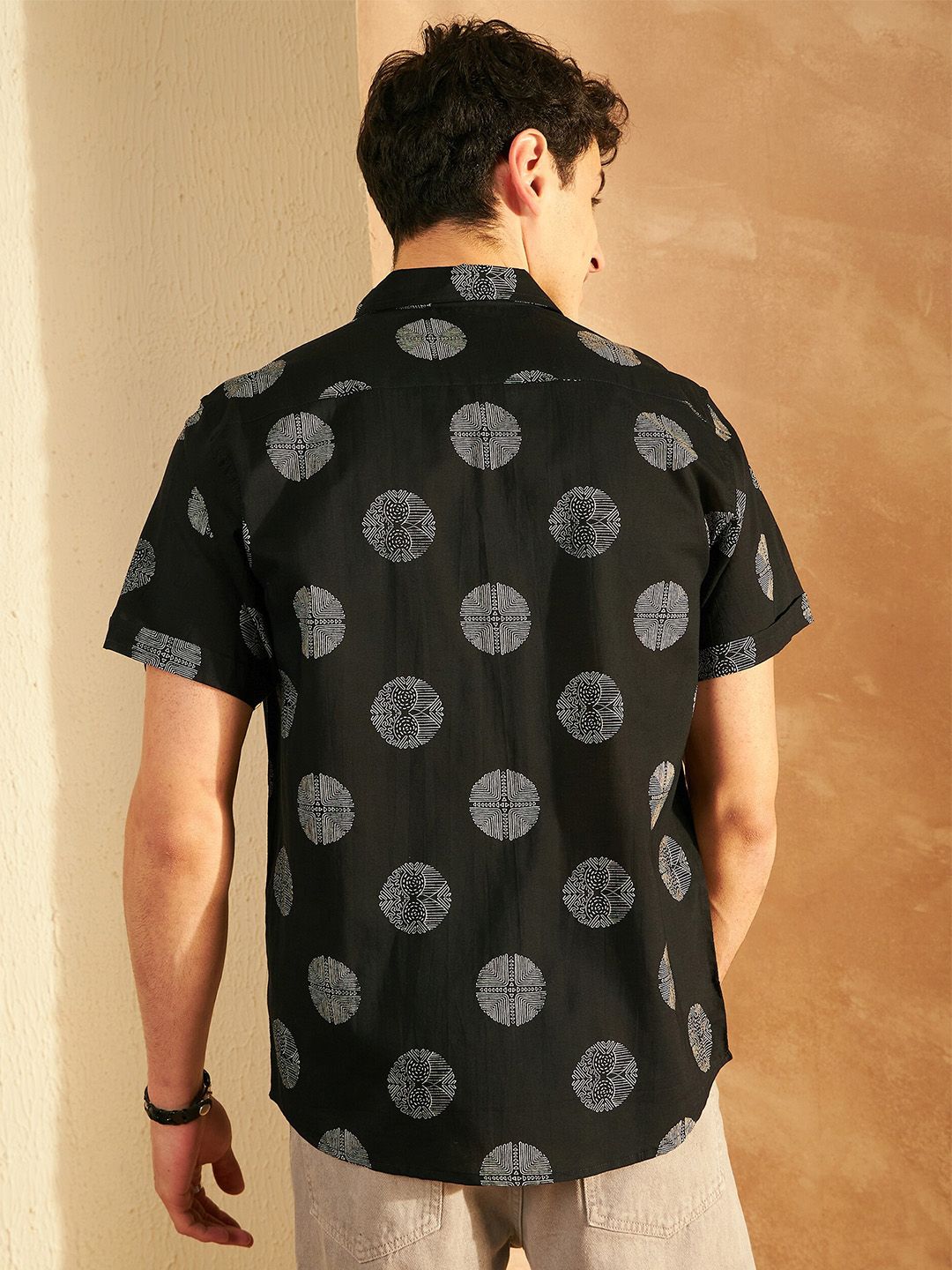 DENNISON Smart Ethnic Motifs Printed Spread Collar Cotton Lightweight Shirt