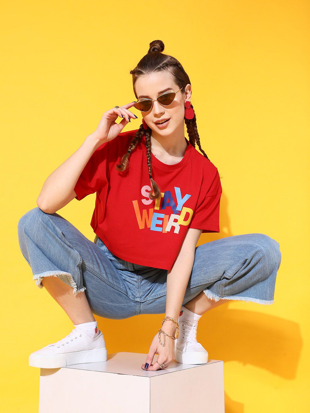STREET 9 Women Red Comic T-shirt