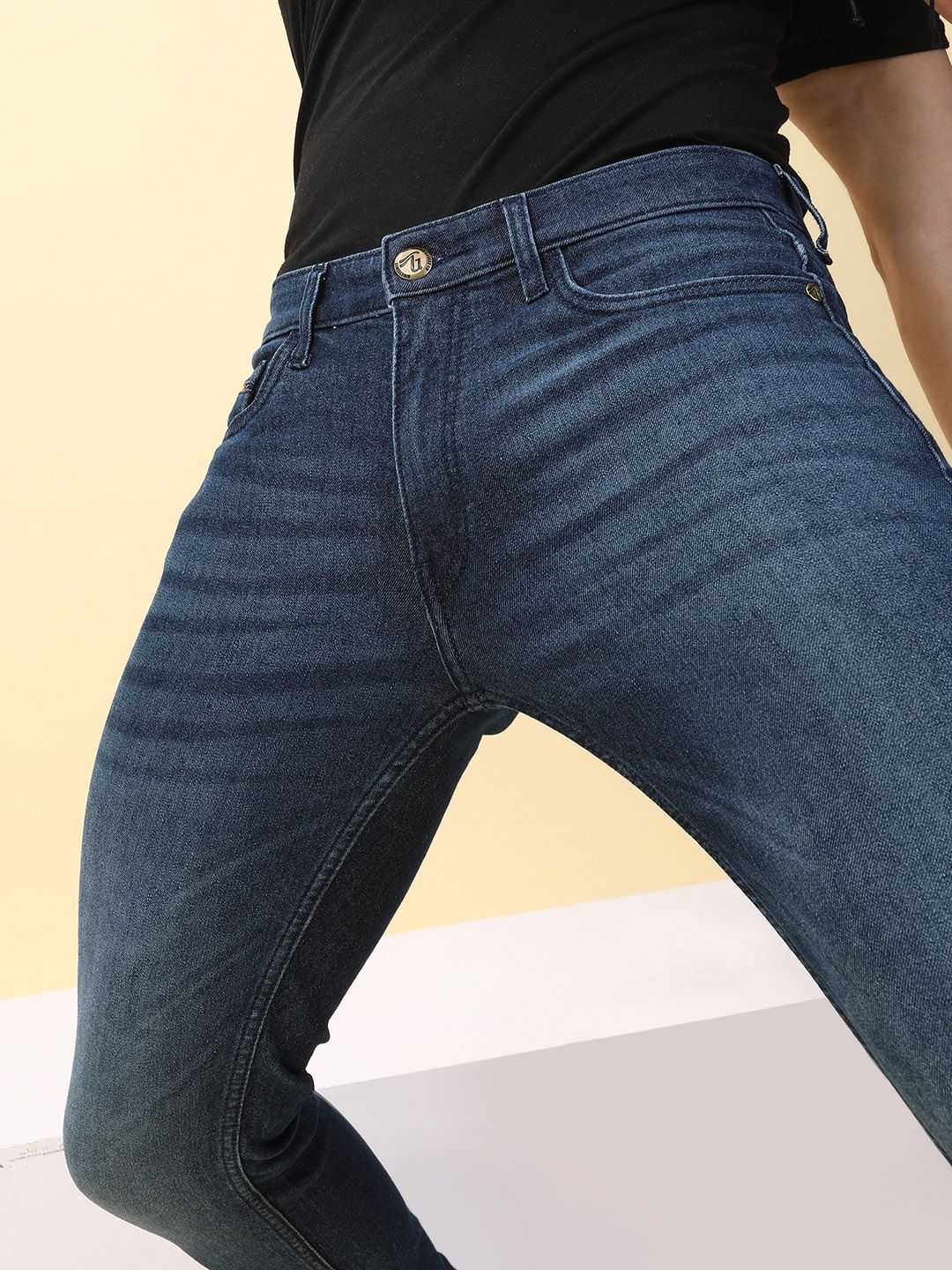 The Indian Garage Co Men Blue Slim Fit Low-Rise Clean Look Stretchable Jeans